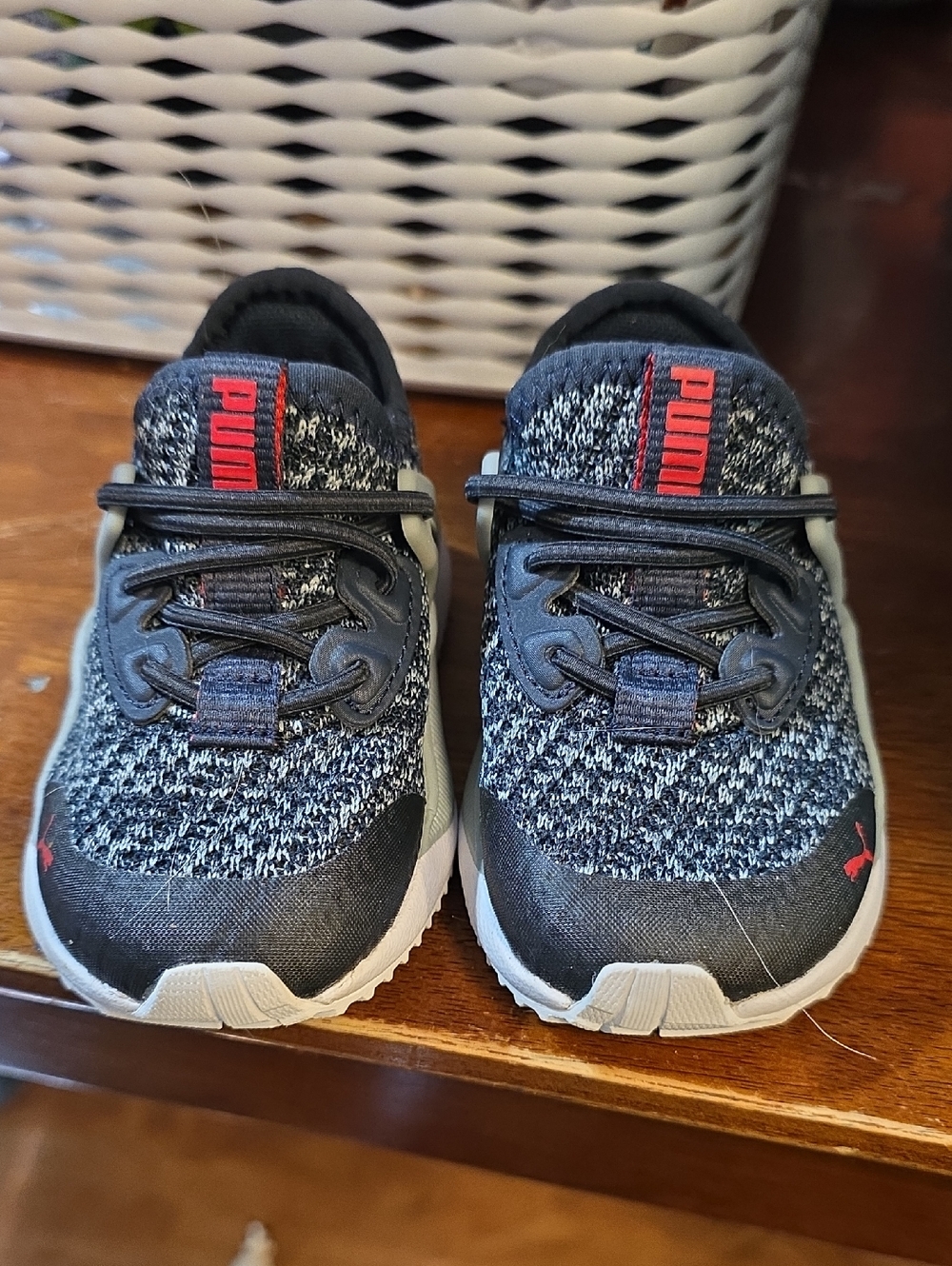 Puma Kids Navy, Black & Red Knit Slip-On Sneakers